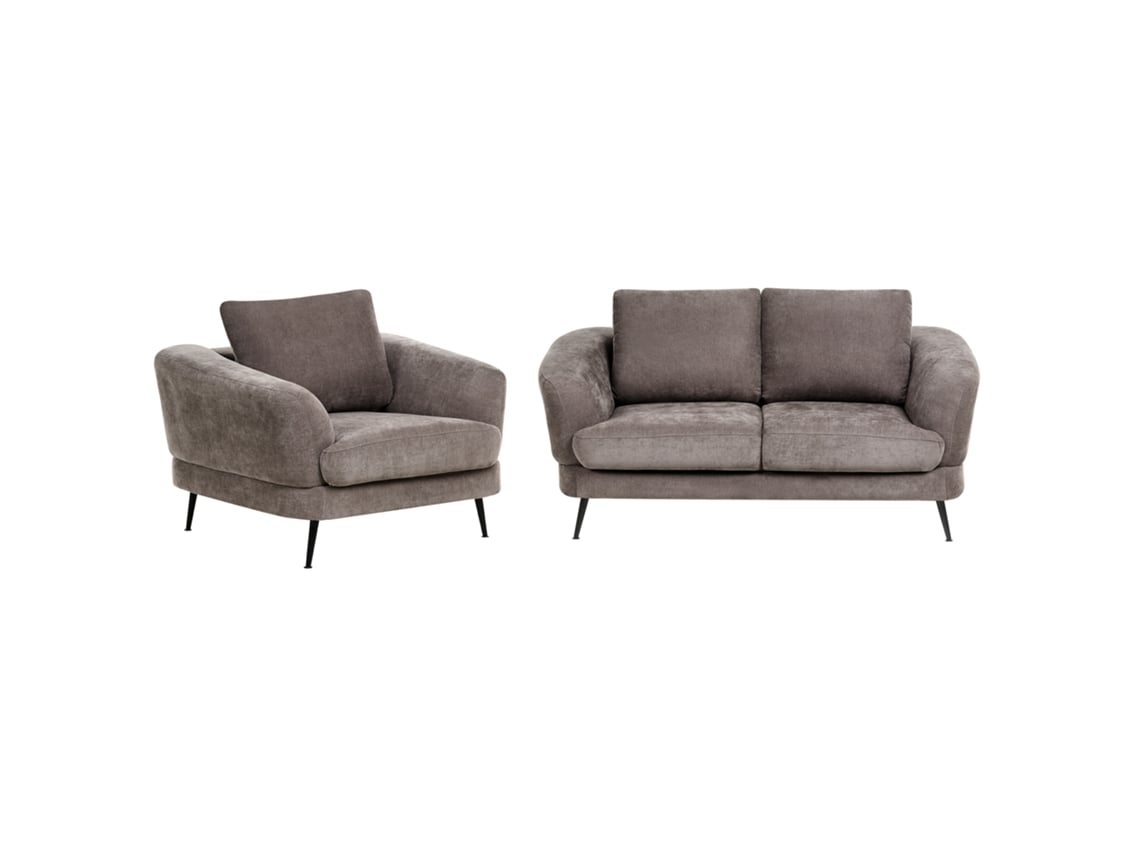 Conjunto De Sala De Estar Beliani Kjaer De Chenilla Beige 155x100x100