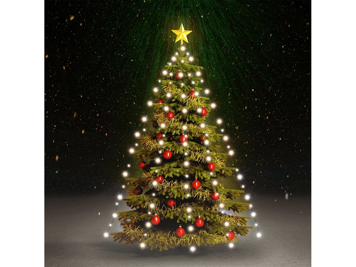 Vidaxl Cordão De Luzes Árvore De Natal 210 Luzes Led 210cm Branco Frio