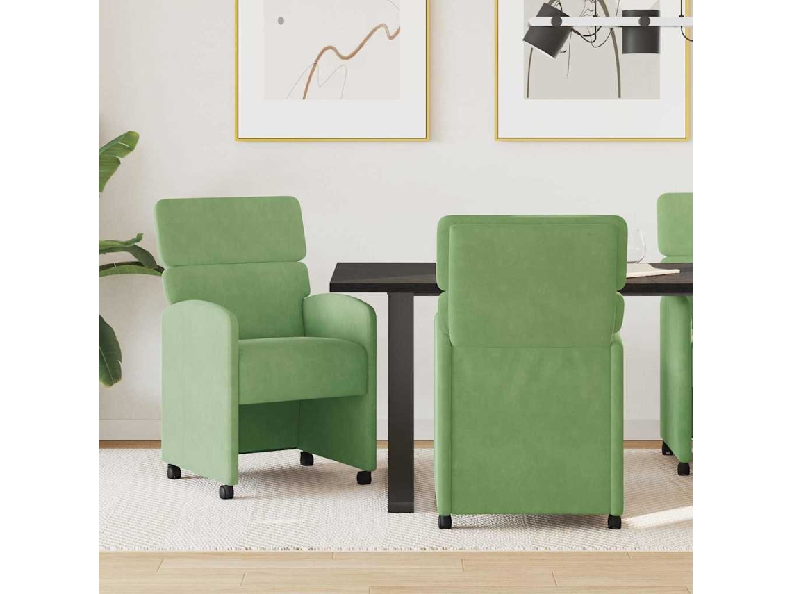 Vidaxl Cadeiras De Jantar Com Rodas 2 Unid. Veludo Verde Claro
