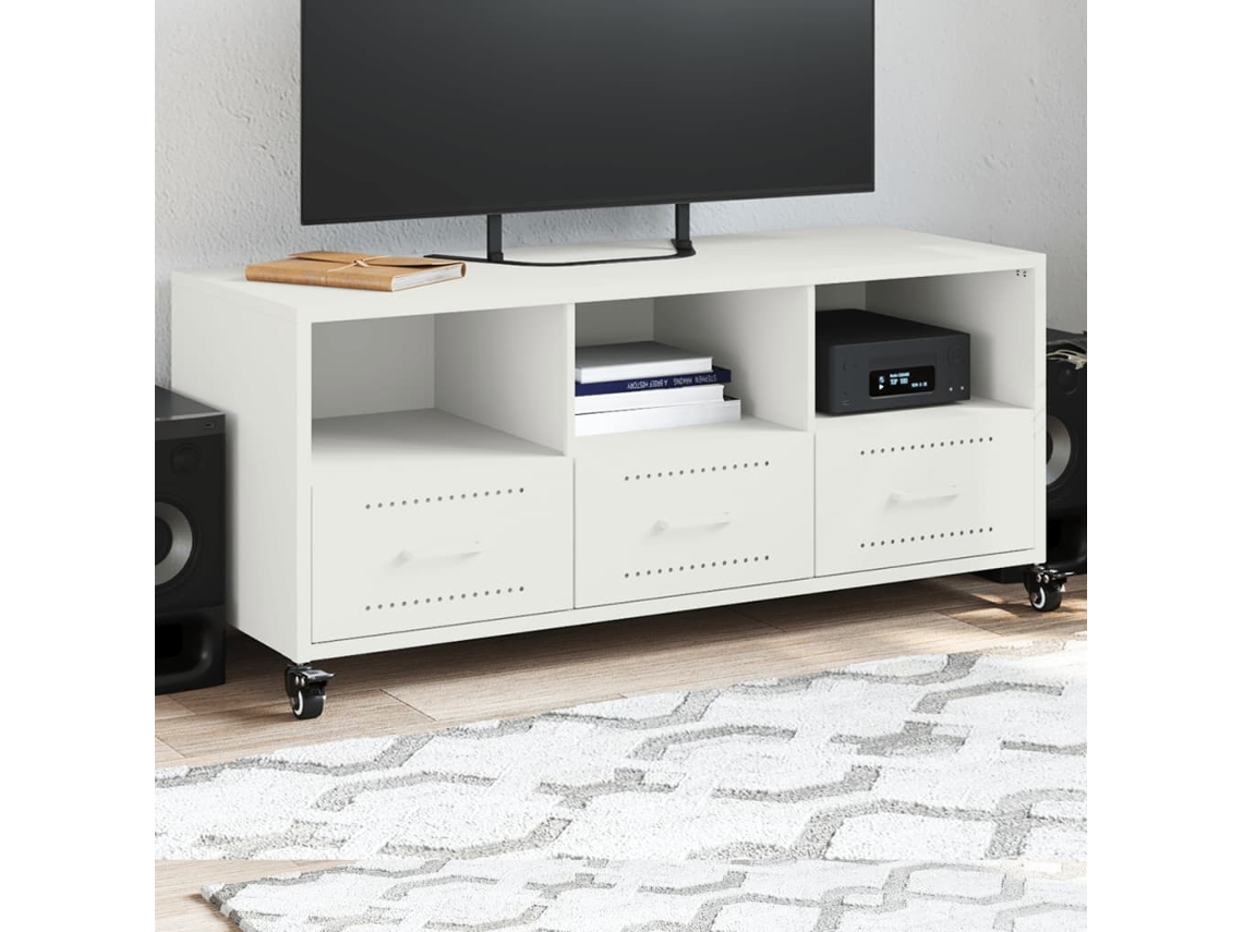 Vidaxl Móvel De Tv 100,5x39x43,5 Cm Aço Branco