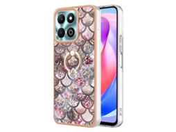 Capa Imd Tpu Resistente A Impactos Com Padrão De Galvanoplastia E Suporte De Anel Com Strass Para Honor X9b