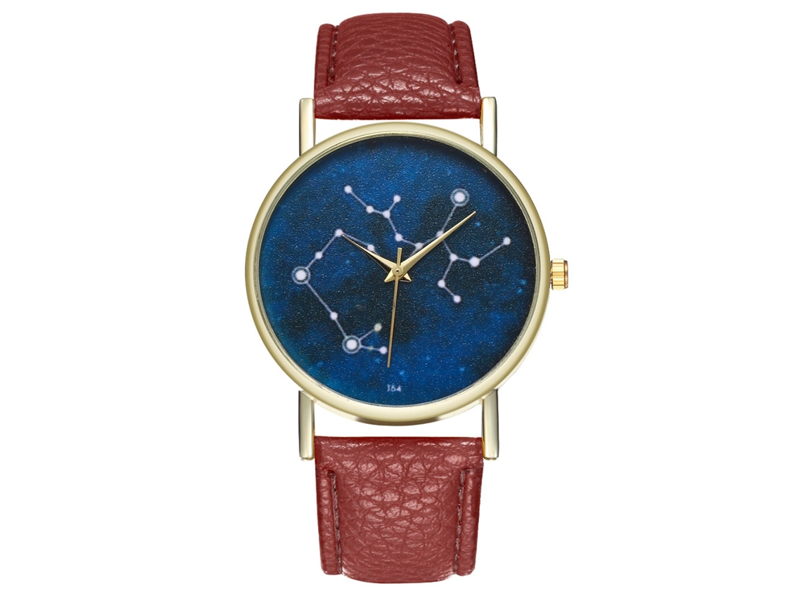 Relógio Feminino de Moda Vintage Simples com Pulseira de Couro Pu Café