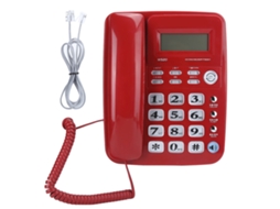 Telefone Fixo Mali com identificação de chamadas, viva-voz, discagem rápida, vermelho