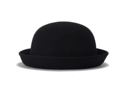 _chapéu de Lã Bowler Derby Feminino Moderno de Cor Solida