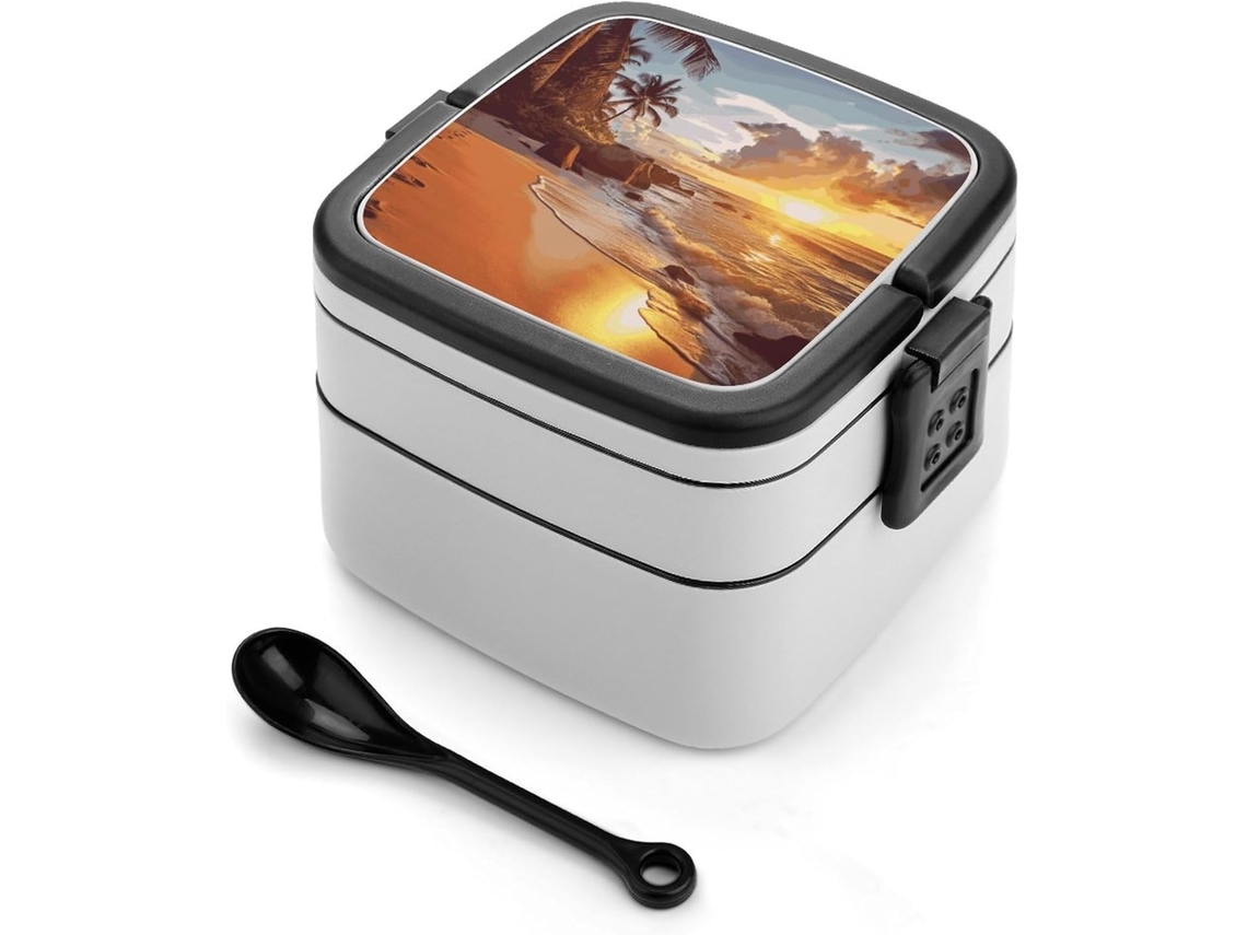 Lancheira Bento Para Adultos Com Colher, Camada Dupla Resistente, Fecho De Encaixe, À Prova De Vazamentos, Ideal Para O