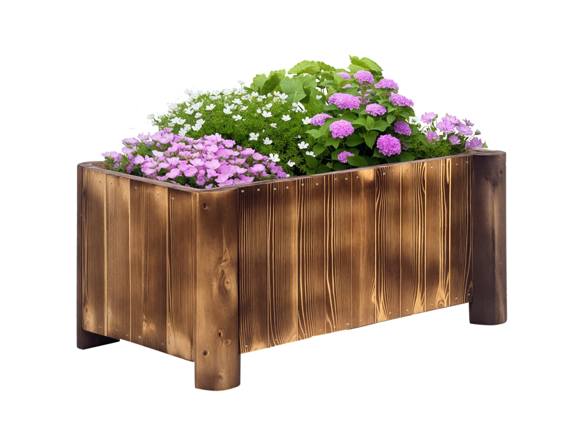 Vaso Retangular de Madeira de Abeto para Plantas (70x35x30cm) PMM