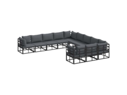 Conjunto 11 Conjunto De Sofá De Jardim Vidaxl Preto Alumínio (353 X 353 X 71 Cm)