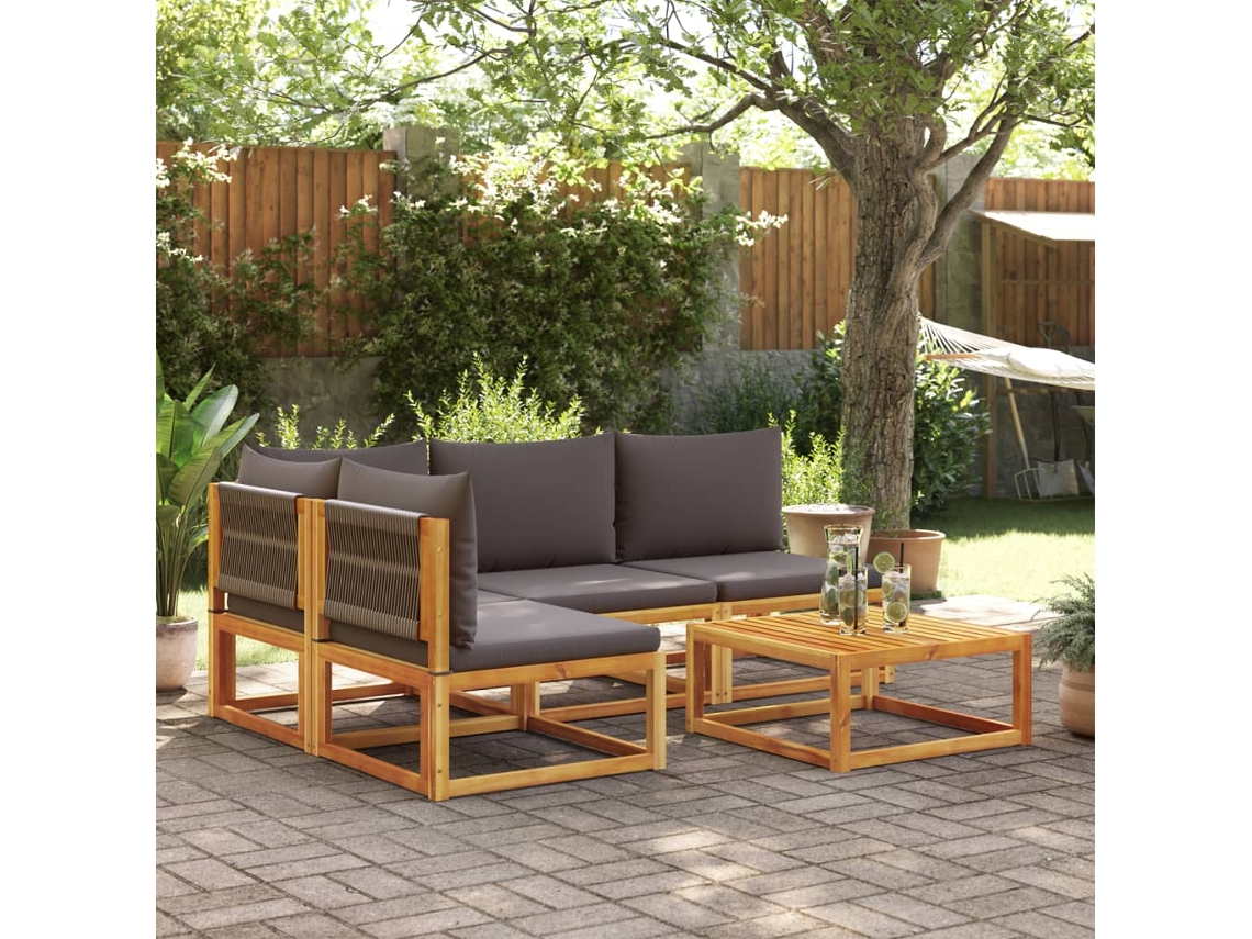 Pcs Conjunto De Sofás De Jardim Com Almofadões Acácia Maciça Dkd Home Decor