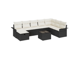 Conjunto 9 Assentos Exteriores Vidaxl Castanho Vime Pe (55 X 55 X 37 Cm)