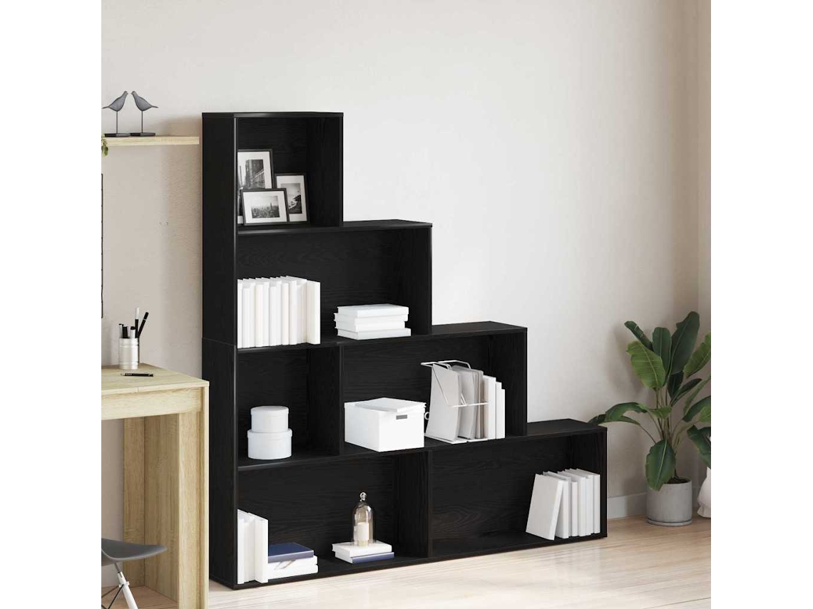 Vidaxl Gabinete De Livros 6 Níveis 155 X 24 X 160 Cm Carvalho Preto