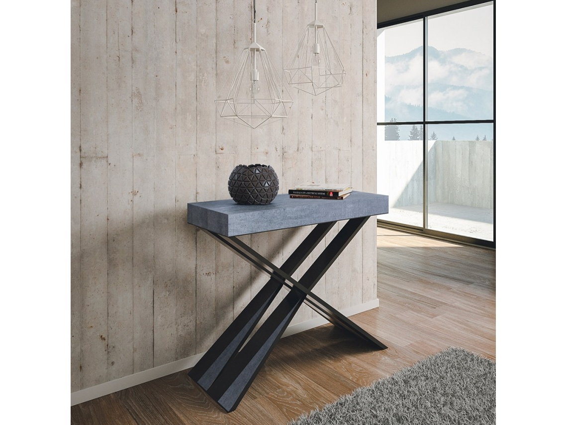 Mesa consola extensível cinzenta 90x40-300cm Diago Premium Concrete