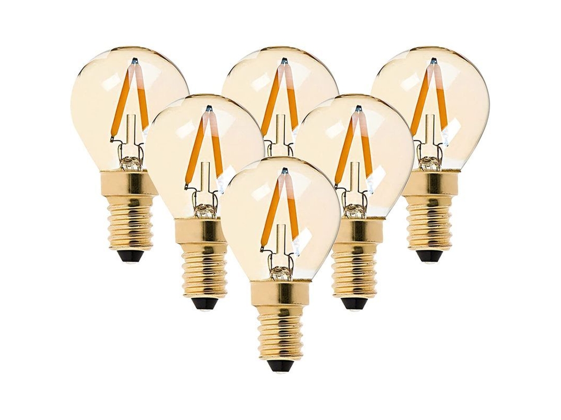 Yuru lâmpada Led Filamento G40 Mini 1w 2200k Branco Quente Equivalente 10w E14 Pacote 6