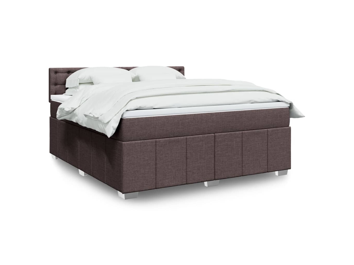 Vidaxl Cama Com Molas/colchão 180x200 Cm Tecido Castanho-escuro