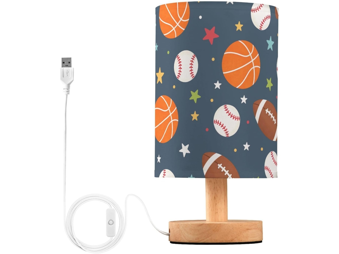 Abajur De Cabeceira Mnsruu Rugby Star, Com Design De Beisebol E Basquete, Em Led, Para Mesa Ou Quarto Lâmpada Inclusa
