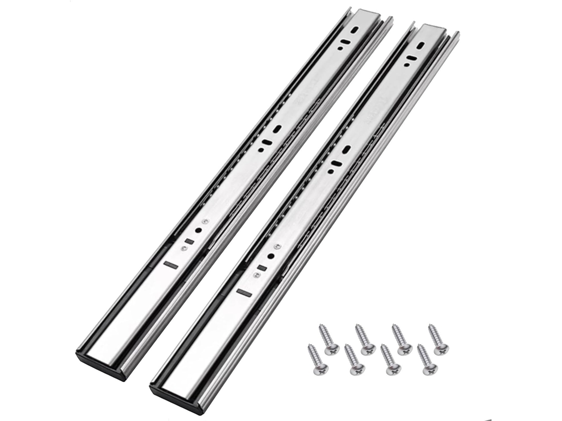 1par De Corrediças Gaveta Com Fechamento Suave E Rolamentos Esferas, Trilhos Laterais Extensíveis De Metal Para Armários
