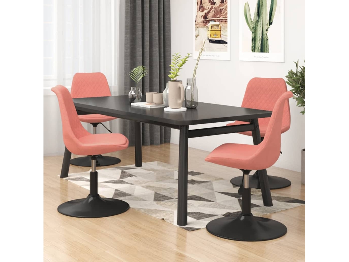 Vidaxl Cadeiras De Jantar Giratórias 4 Pcs Veludo Rosa