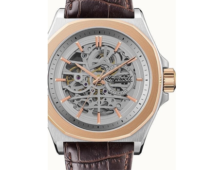 Relógio masculino em couro de bezerro marrom The Orville Automatik I09301B INGERSOLL