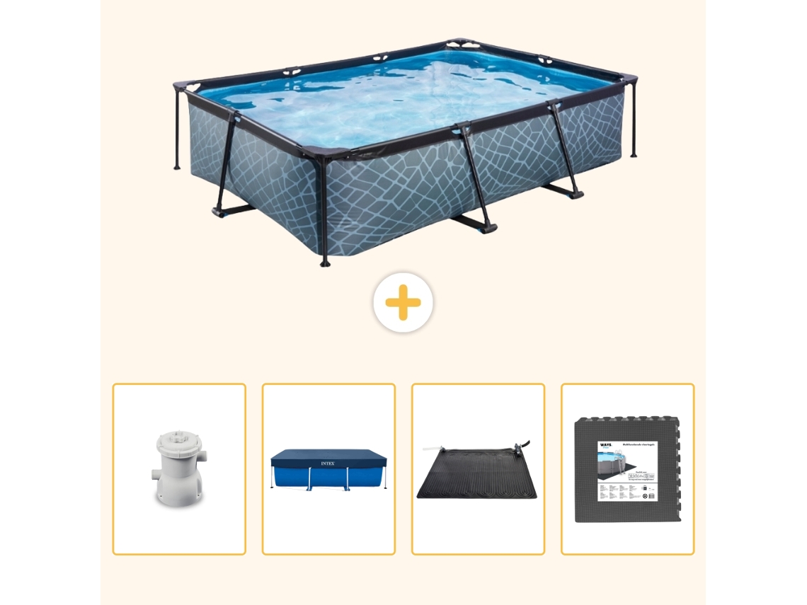 Exit-toys Piscina Exit Retangular - Efeito Pedra - 300x200x65 Cm - 5-peças S195