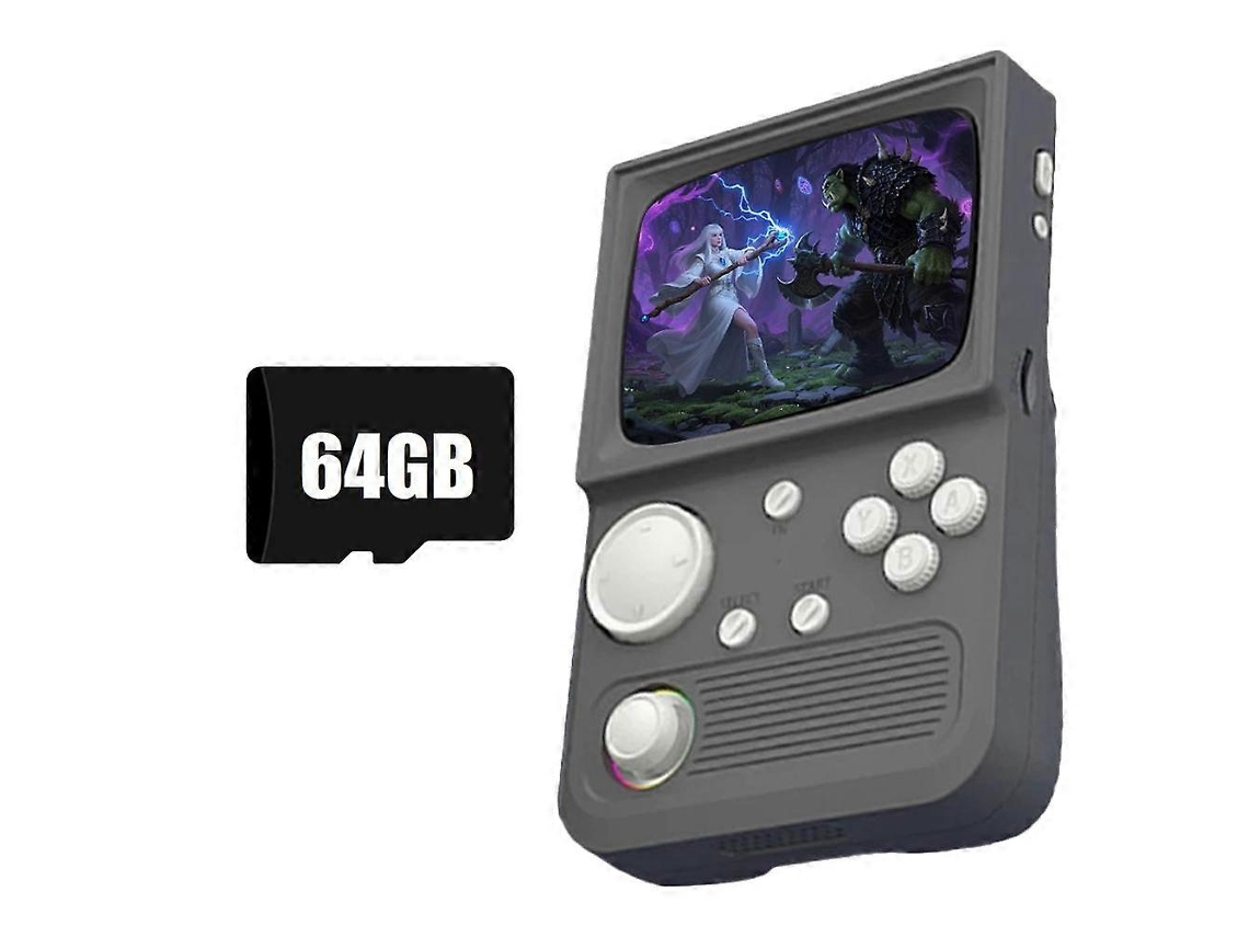 Console Portátil Retrô R36t com 15.000 Títulos Clássicos, Tela Ips de 3,6 Polegadas, 64gb, Preto AQUAFORGE