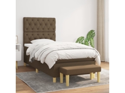 Vidaxl Cama Com Molas/colchão 80x200 Cm Tecido Castanho-escuro