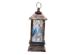 Lanterna Decorativa De Natal Com Papai Noel Led Pendurável Bronze Para Decoração Residencial