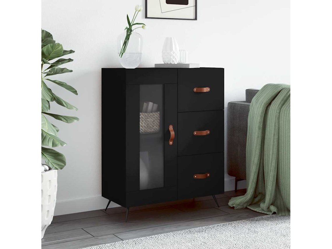 Vidaxl Aparador 69,5x34x90 Cm Derivados De Madeira Preto