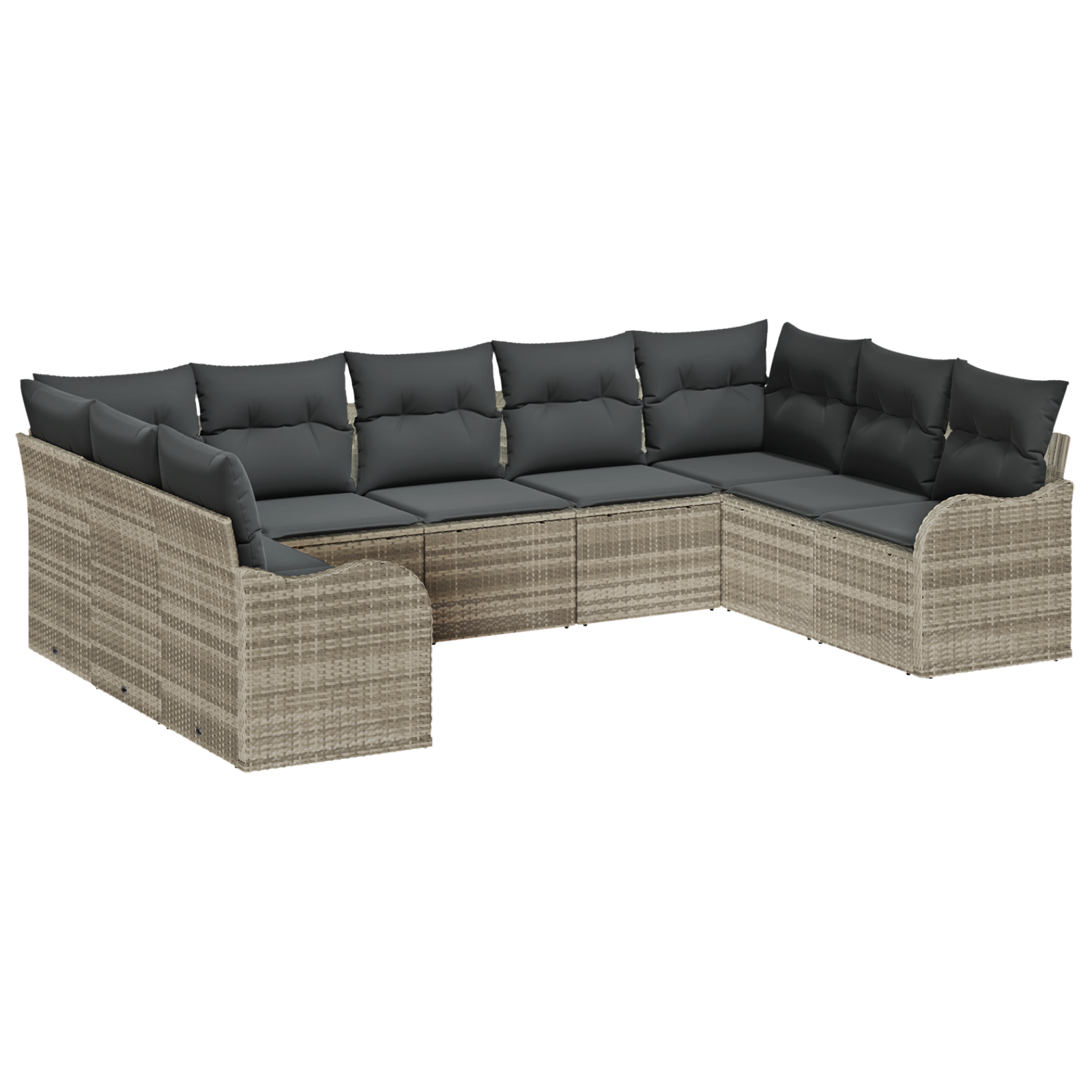 Conjunto 9 Sofá De Jardim Vidaxl Cinzento-claro Vime Pe (55 X 55 X 37 Cm)