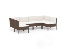 Maison Exclusive - 6 Pcs Conjunto Lounge Jardim C/ Almofadões Vime Pe Castanho