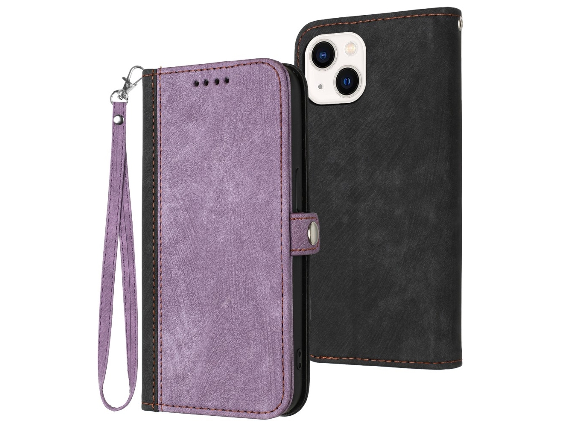 Capa Quedas Pega Para Iphone 15 Plus Pele Sintética Roxo