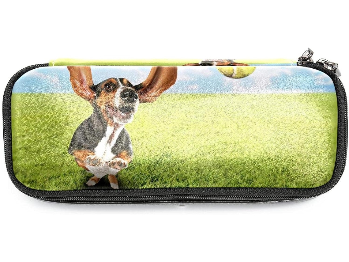Estojo Lápis Basset Hound Bola De Tênis, Organizador De Canetas Grande Capacidade, Bolsa De Maquiagem, Escola