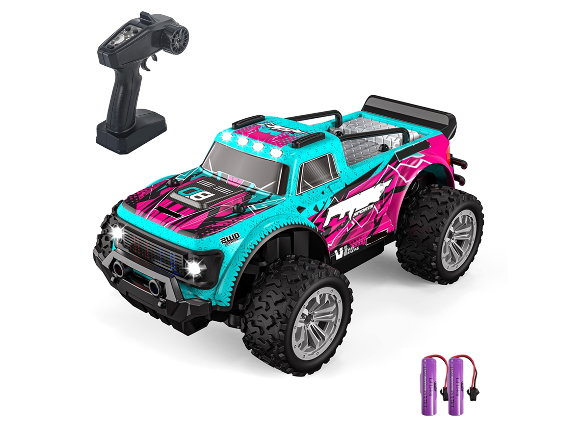 Carro De Controle Remoto 4wd Off Road Todo Terreno 2.4ghz Com Luzes Led 2 Baterias Presente Para Crianças E Adultos