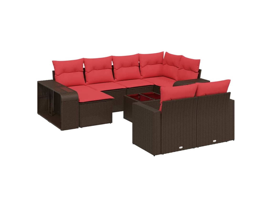 Conjunto de Sofá de Jardim, 11 Peças, Almofadas, Rattan Preto MAISON EXCLUSIVE