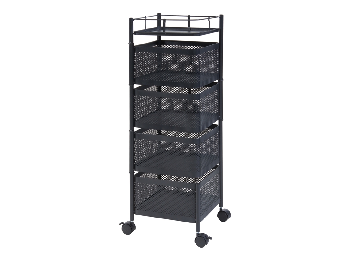Carro de Cozinha Sunndal com 4 Cestos em Aço 80X27X27Cm Preto [EN.CASA]