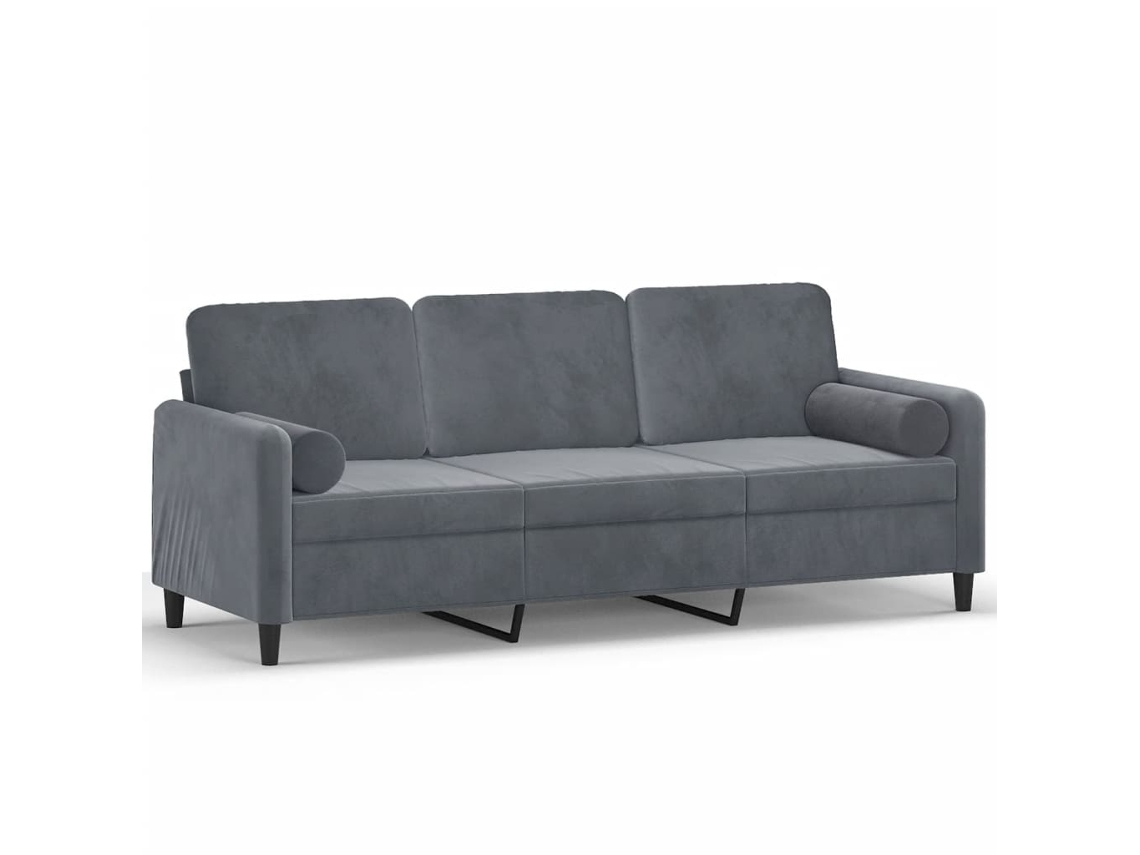 Maison Exclusive - Sofá 3 Lug. C/ Almofadas Decorativas 180 Cm Veludo Cinza-escuro