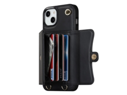 Suporte Casa Bloqueio Rfid Para Iphone 14/13 Pele Sintética Com Porta-cartões Preto