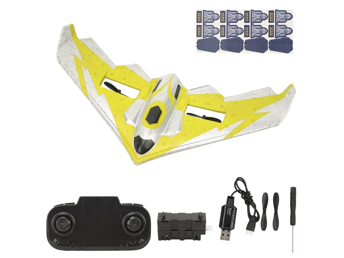 Mali kit de Avião Controle Remoto Glider Epp Espuma com Luz Led para Iniciantes Adultos Kids Amarelo 1 Bateria
