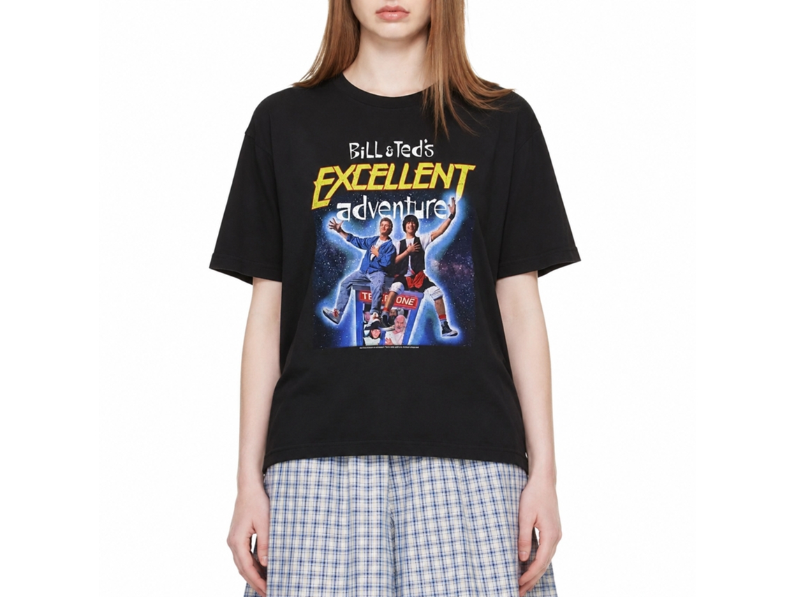 Rockinstone Bill And Ted Bandt Space Poster Black Adult T-shirt Size:s