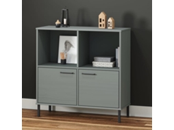 Vidaxl Estante C/ Pernas Metal 90x35x90,5 Cm Madeira Maciça Oslo Cinza