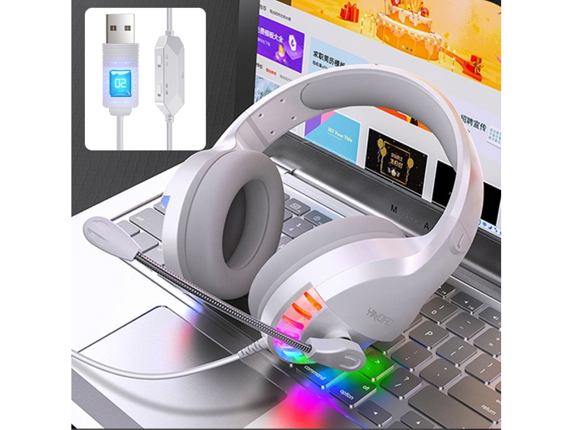 Fone de ouvido para jogos com fio Yindiao Q2 com microfone, versão com placa de som USB única (Brilvibera)