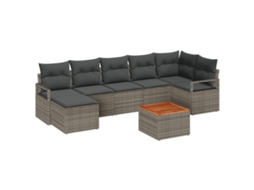 Conjunto 8 Sofá De Jardim Vidaxl Cinzento Vime Pe (287 X 122 X 69 Cm)