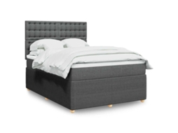 Vidaxl Cama Com Molas/colchão 140x190 Cm Tecido Cinzento-escuro