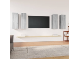 Vidaxl Armários Tv 4pcs 30,5x30x90cm Madeira Proc. Cor Sonoma Cinzento