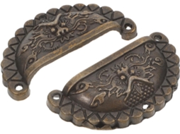 Puxadores Antigos Para Armário, 2 Peças, Cobre, Meia Lua, Cabeça De Leão, Dourados