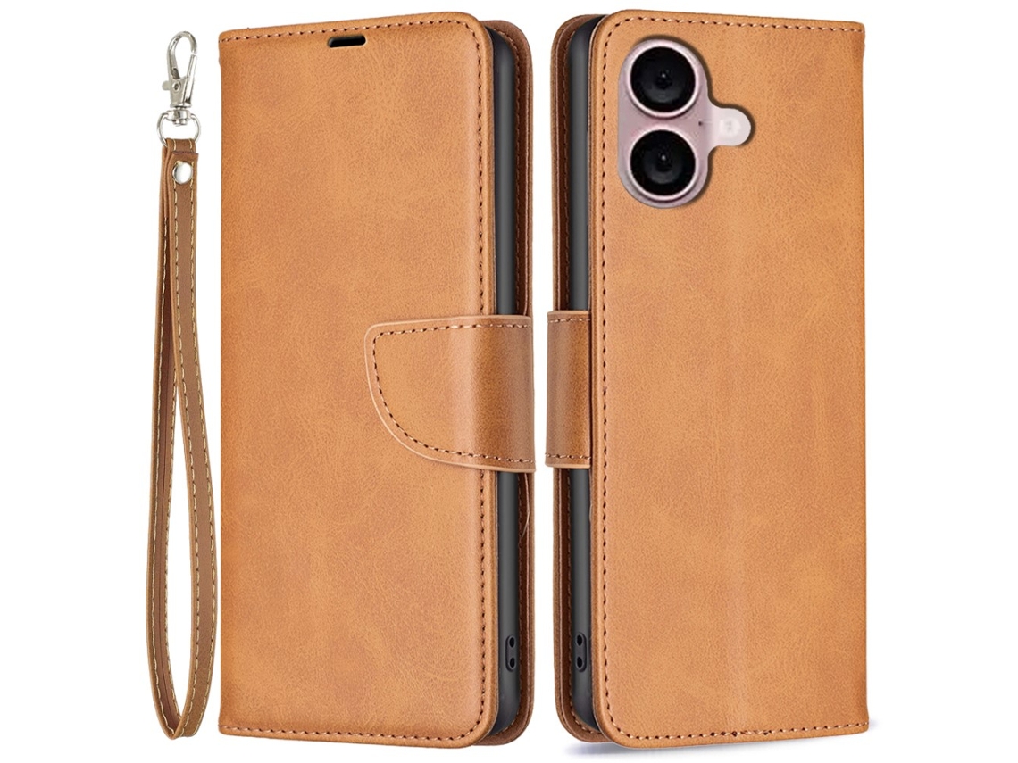 Capa Em Couro Pu À Prova De Choque Com Suporte Para Apple Iphone 16 Plus - Amarelo