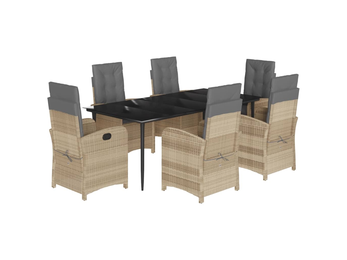 Garden Dining Set, Garden Dining Sets Vidaxl Bege Rattan / Vime (mesa Com 160 Cm De Comprimento)