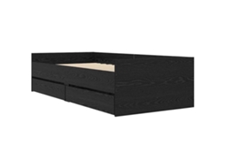 Estrutura da Cama com Gaveta Carvalho Preto 90x190 cm MAISON EXCLUSIVE
