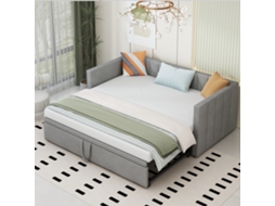 Sofá Cama Extensível 90/180x200 Cm Veludo Cinza Multifuncional