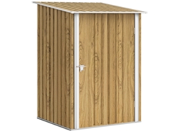 Abrigo de Jardim Metálica 0,92 M² 100x103x160 Cm com 1 Porta e Fecho para Armazenamento de Ferramentas Castanho Claro VERIDIA CUOM
