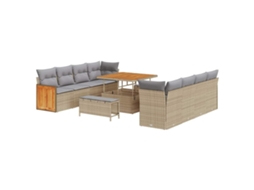 Maison Exclusive - Conjunto De Sofá De Jardim 11 Pcs Bege E Cinza Claro