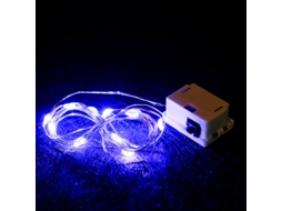 Cordão de Luzes Led. Alimentado por Bateria, 3 Modos de Piscar. Bateria Incluída. MDUG (2m20 Leds Azuis)